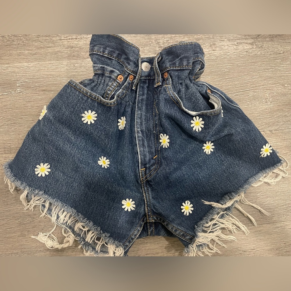 Re-worked LEVI’S 505 cut off shorts with patchwork